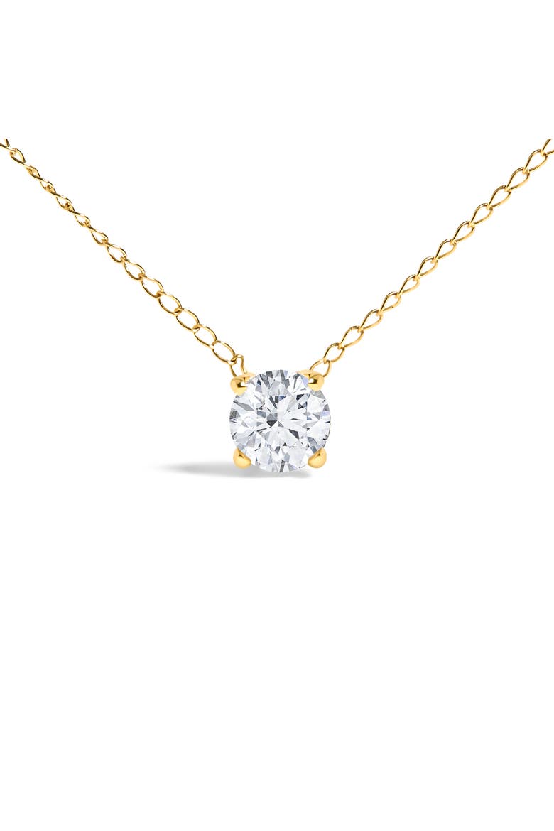 14K Gold Floating 1/2 Cttw Lab Grown Diamond Solitaire Pendant Necklace - 18" Inches, Alternate, color, Yellow