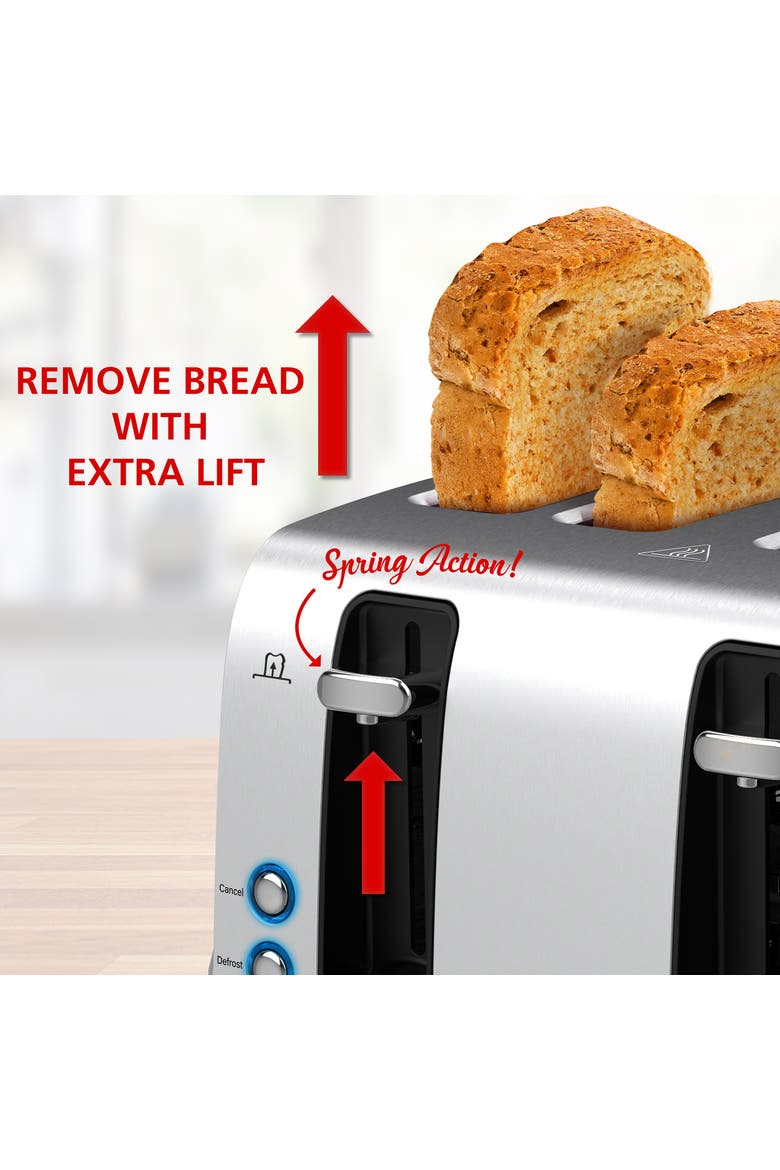 Extra Wide 4 Slot Stainless Steel Toaster, Alternate, color, Silver