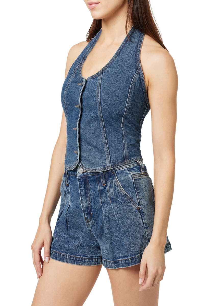 Habitual Halter Denim Vest, Alternate, color, Lagoon