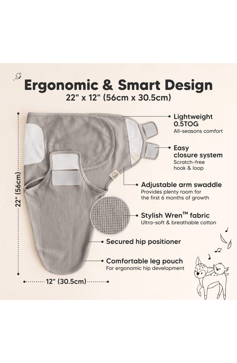 KeaBabies 3-Pack Soothe (Wren) Swaddle Wraps, Alternate, color, Ripple