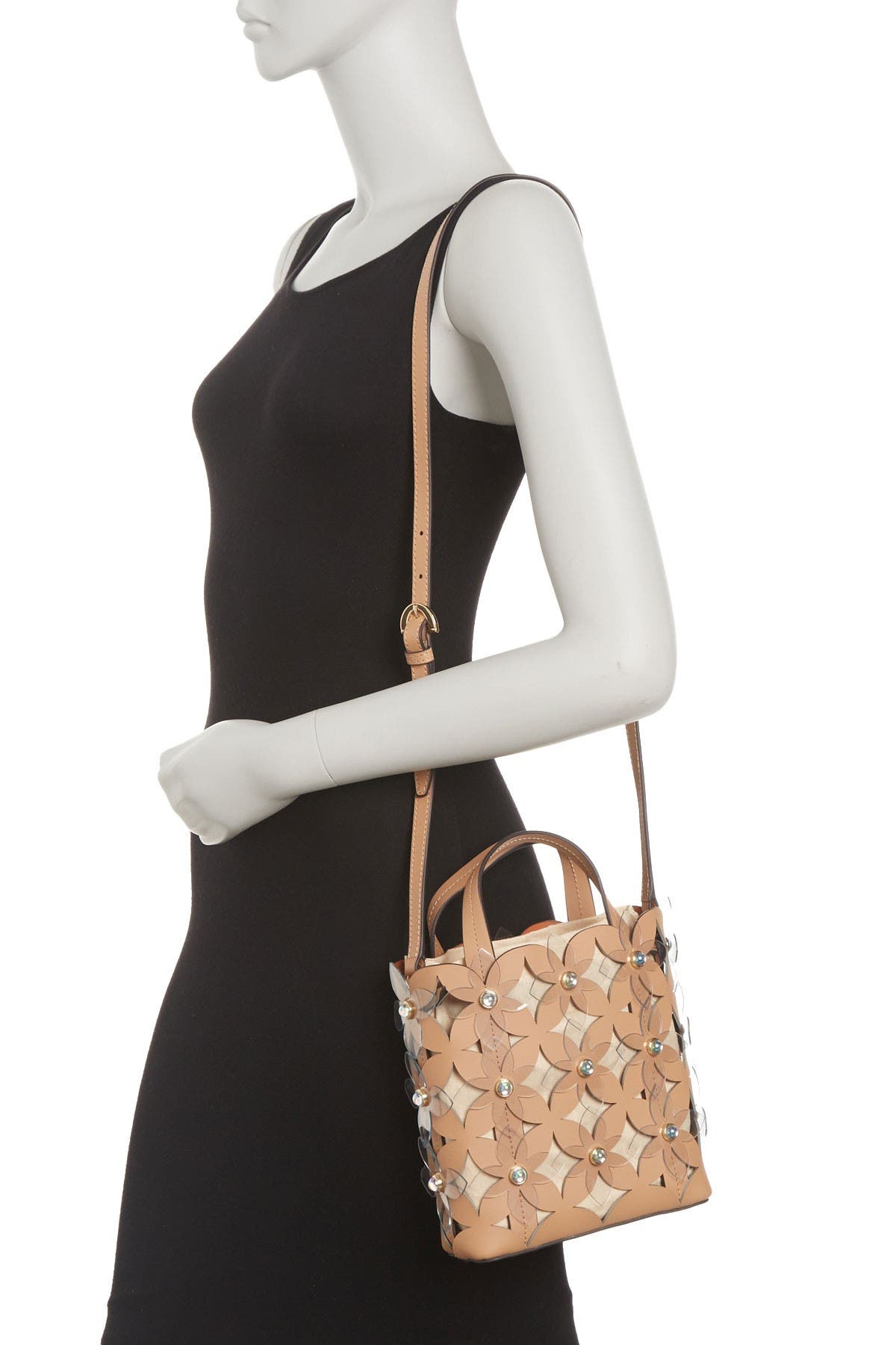 ZAC Zac Posen Floral Bouquet Small North/South Leather Bag, Alternate, color, 