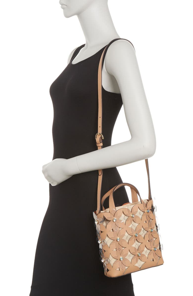 ZAC Zac Posen Floral Bouquet Small North/South Leather Bag, Alternate, color,