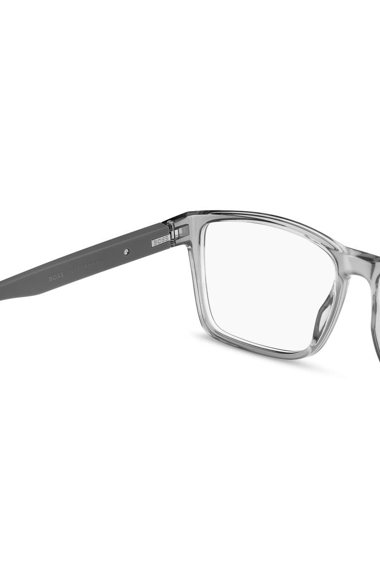HUGO 57mm Rectangular Optical Glasses, Alternate, color, Grey