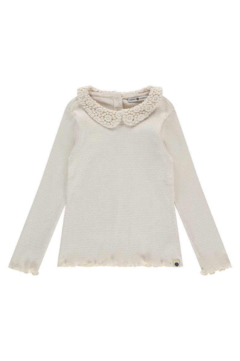 Crochet Collar Long Sleeve Top, Main, color, Ivory