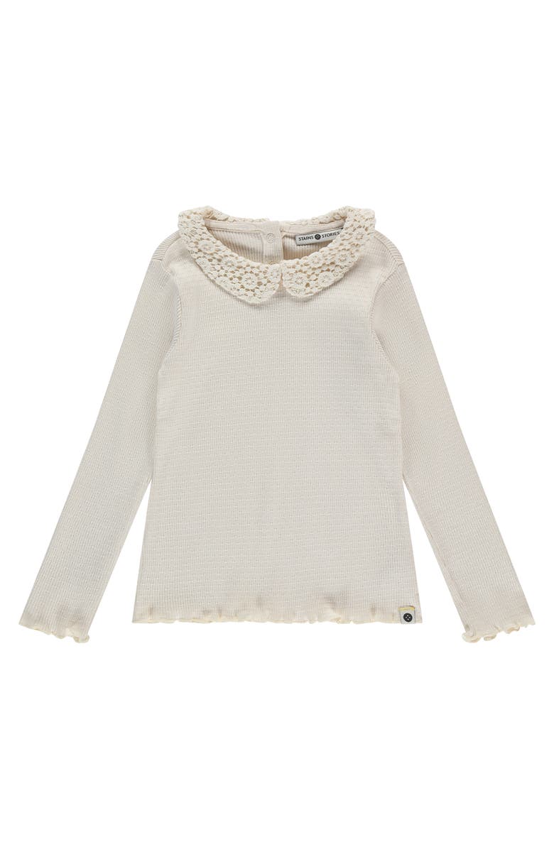Stains and Stories by Babyface Crochet Collar Long Sleeve Top, Main, color, Ivory