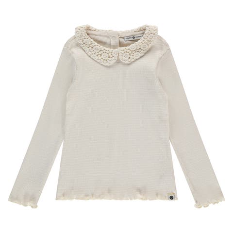 Crochet Collar Long Sleeve Top (Toddler, Little Kid & Big Kid)