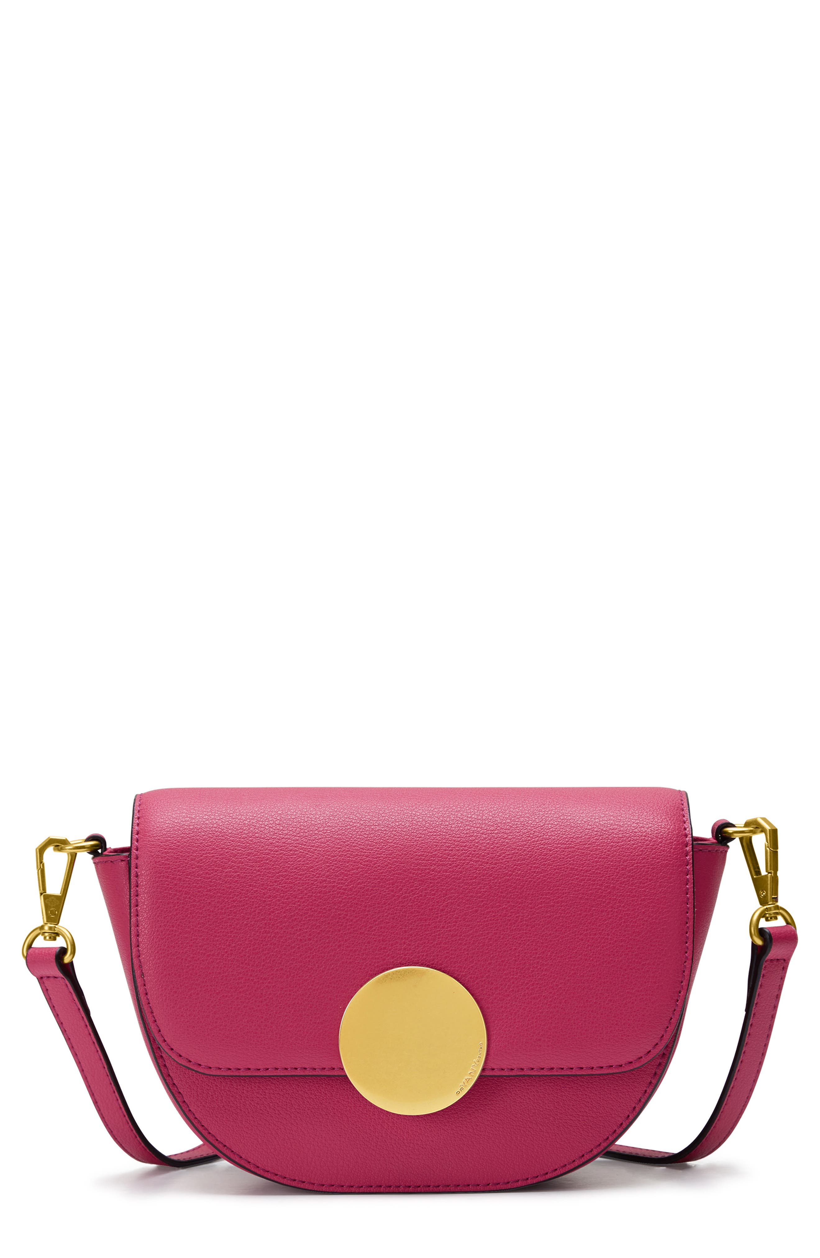 Lottie Leather Saddle Crossbody Bag, Main, color, RASPBERRY