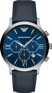Emporio Armani Leather Strap Chronograph Watch, 43mm