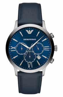 Emporio Armani Leather Strap Chronograph Watch, 43mm