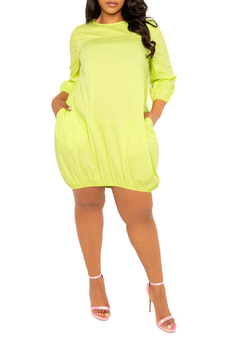 Bubble Hem Cotton Blend Poplin Dress, Alternate, color, APPLE GREEN
