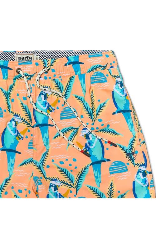Party Pants Nice Birdie Swim Trunks In Coral