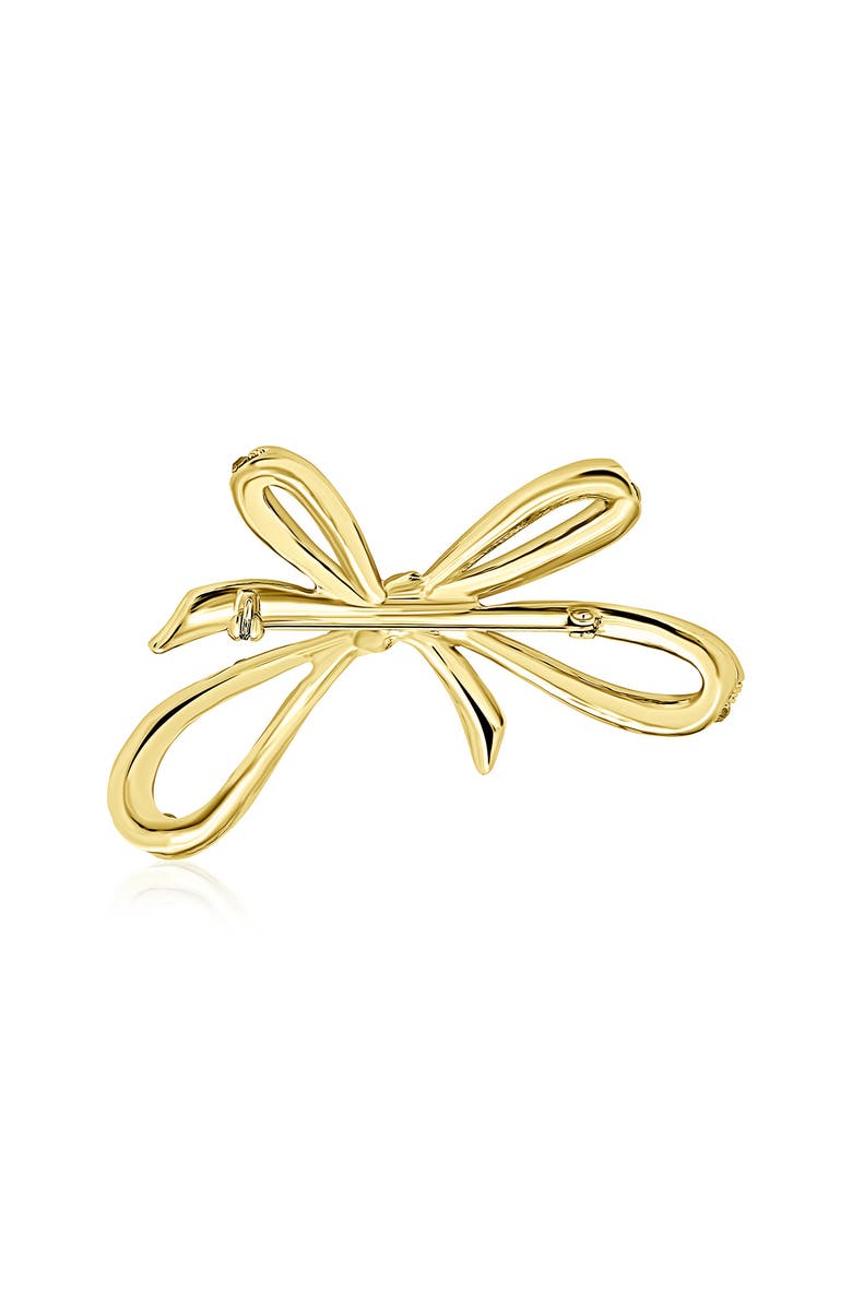 BLING JEWELRY Gold-Tone CZ Bow Pin, Alternate, color, Gold-Tone