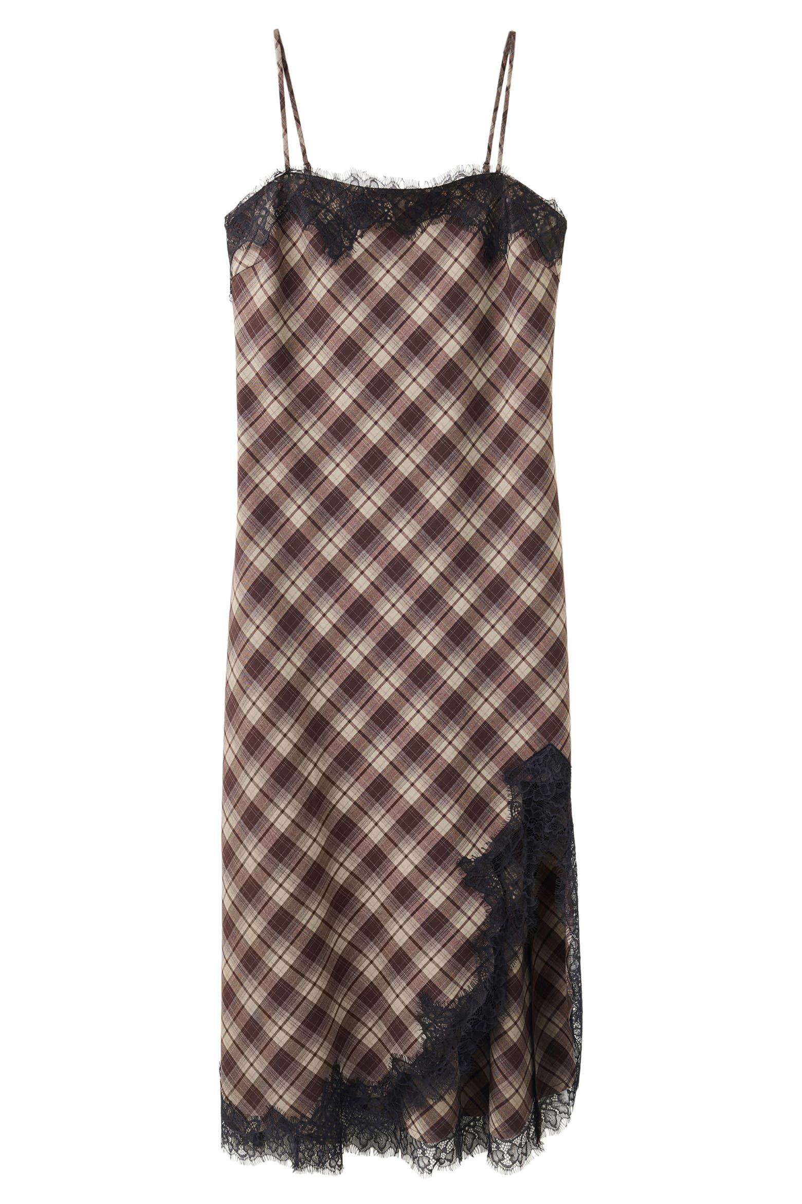 Figure Dress Code MANGO Plaid Lace Trim Midi Dress (Women) | Nordstrom