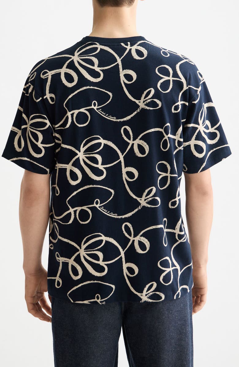 Scotch & Soda Print Cotton T-Shirt, Alternate, color, Ribbon Navy