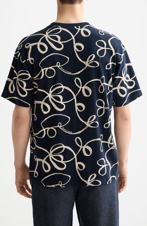 Scotch & Soda Print Cotton T-shirt In Blue