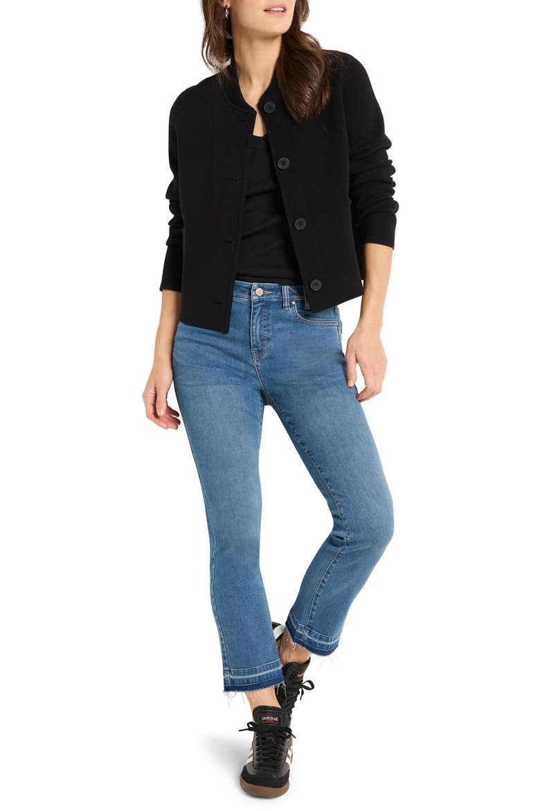 Crop Knit Bomber Jacket, Alternate, color, BLACK ONYX