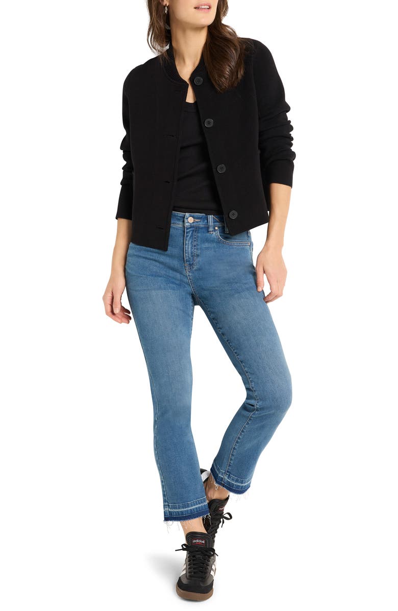 NIC+ZOE Crop Knit Bomber Jacket, Alternate, color, Black Onyx