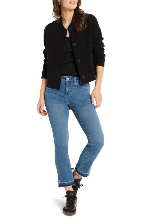 Nic + Zoe Nic+zoe Crop Knit Bomber Jacket In Black Onyx