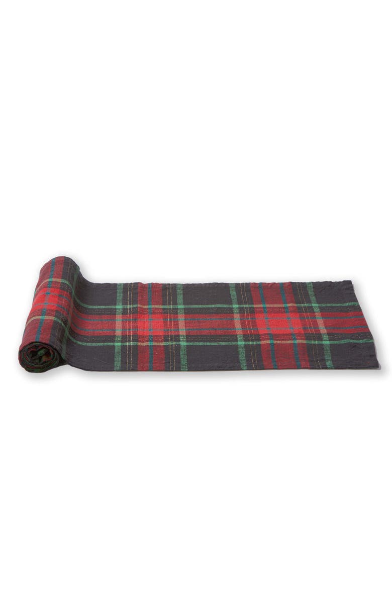 tag Christmas Plaid Table Runner Red Multi Cotton Machine Washable, Main, color, Red