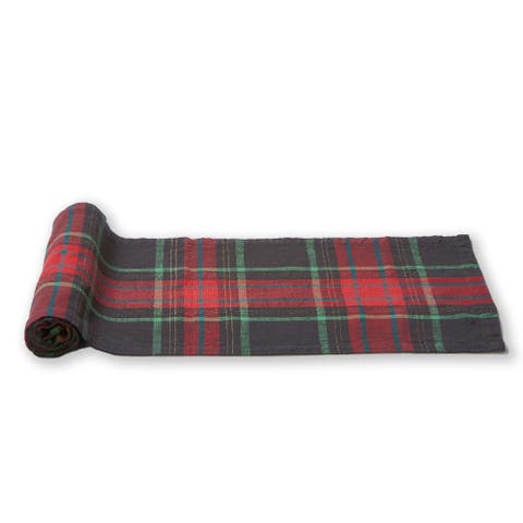 Christmas Plaid Table Runner Red Multi Cotton Machine Washable