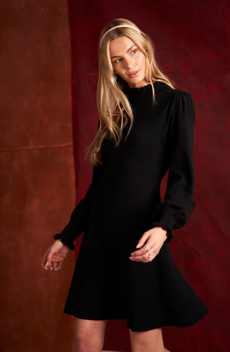 CeCe Mock Neck Long Sleeve Fit & Flare Sweater Dress, Alternate, color, 