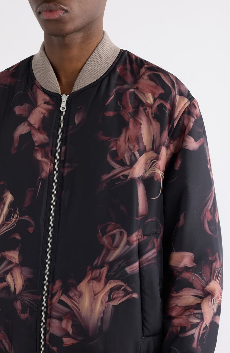 Dries Van Noten Volker Floral Reversible Satin Bomber Jacket, Alternate, color, Old Rose