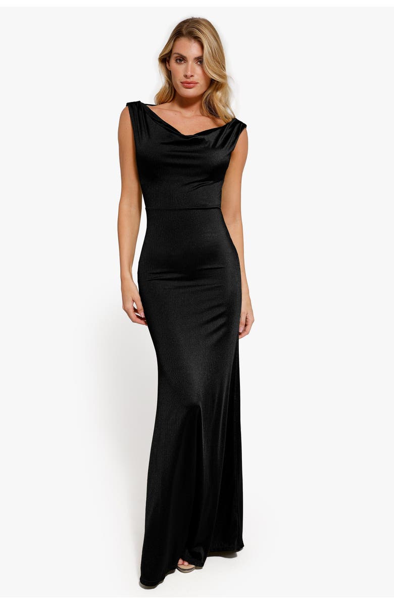 Popilush Shapewear Convertible Shine Sculpting Mermaid Dress, Main, color, Midnight Black