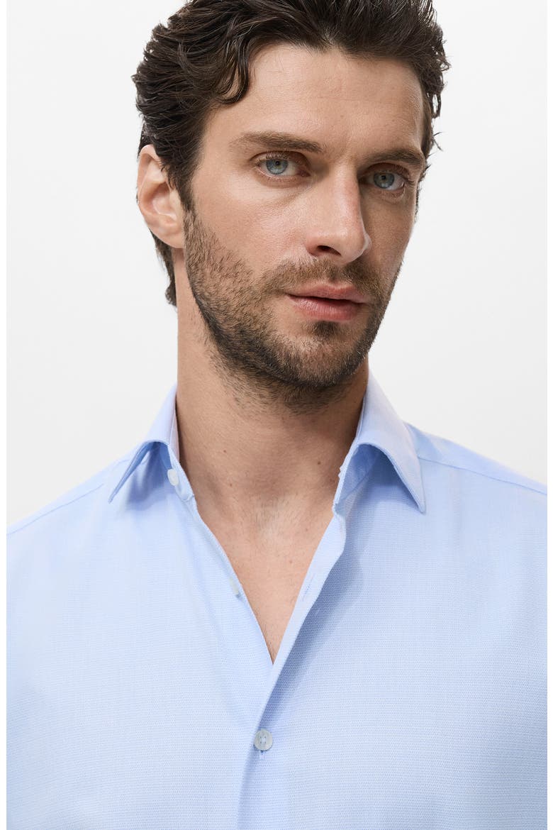 Slim Fit Cotton Blend Button-Up Shirt, Alternate, color, SKY BLUE
