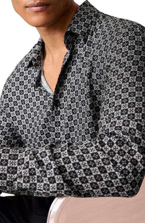 Reiss Nix Print Button-up Shirt In Black