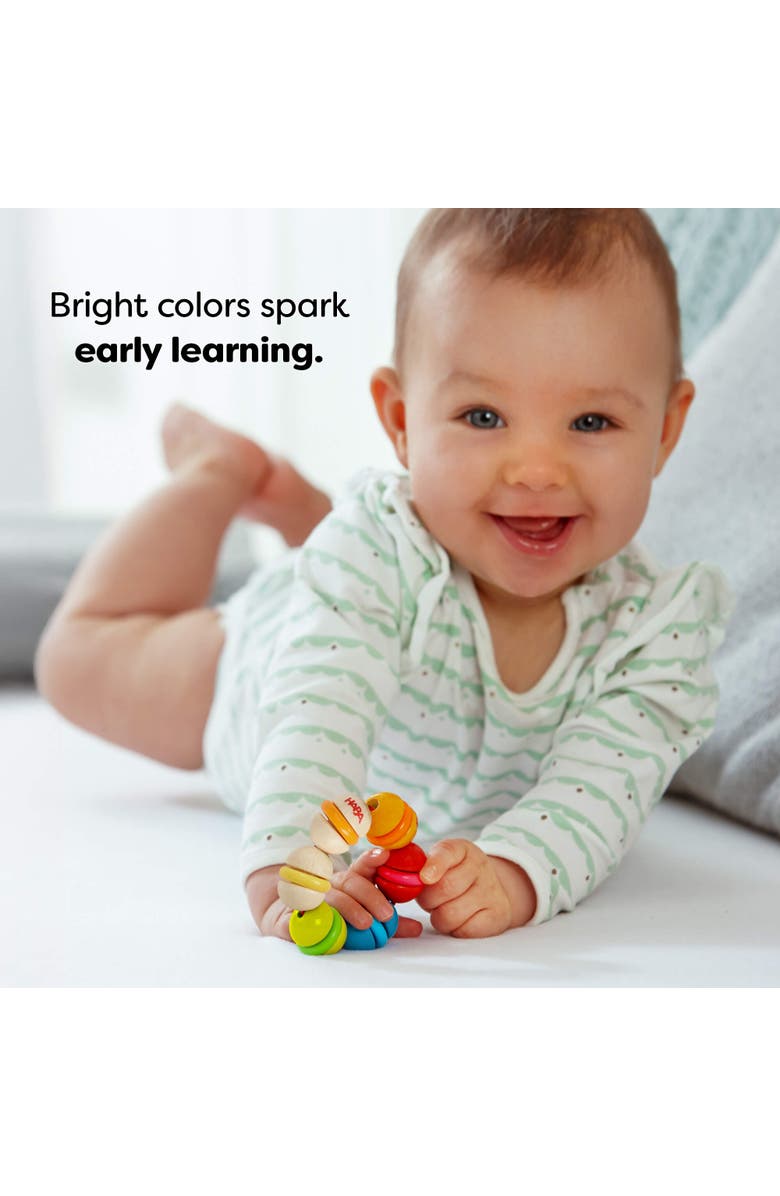 HABA Rainbow Rattle Baby Grasping Toy and Teether, Alternate, color, Multi