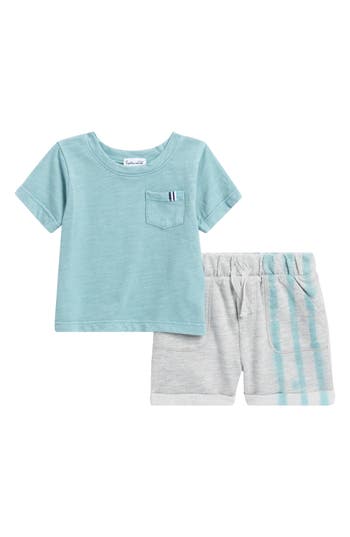 Splendid Ripple Wave Pocket T-shirt & Sweat Shorts Set In Blue