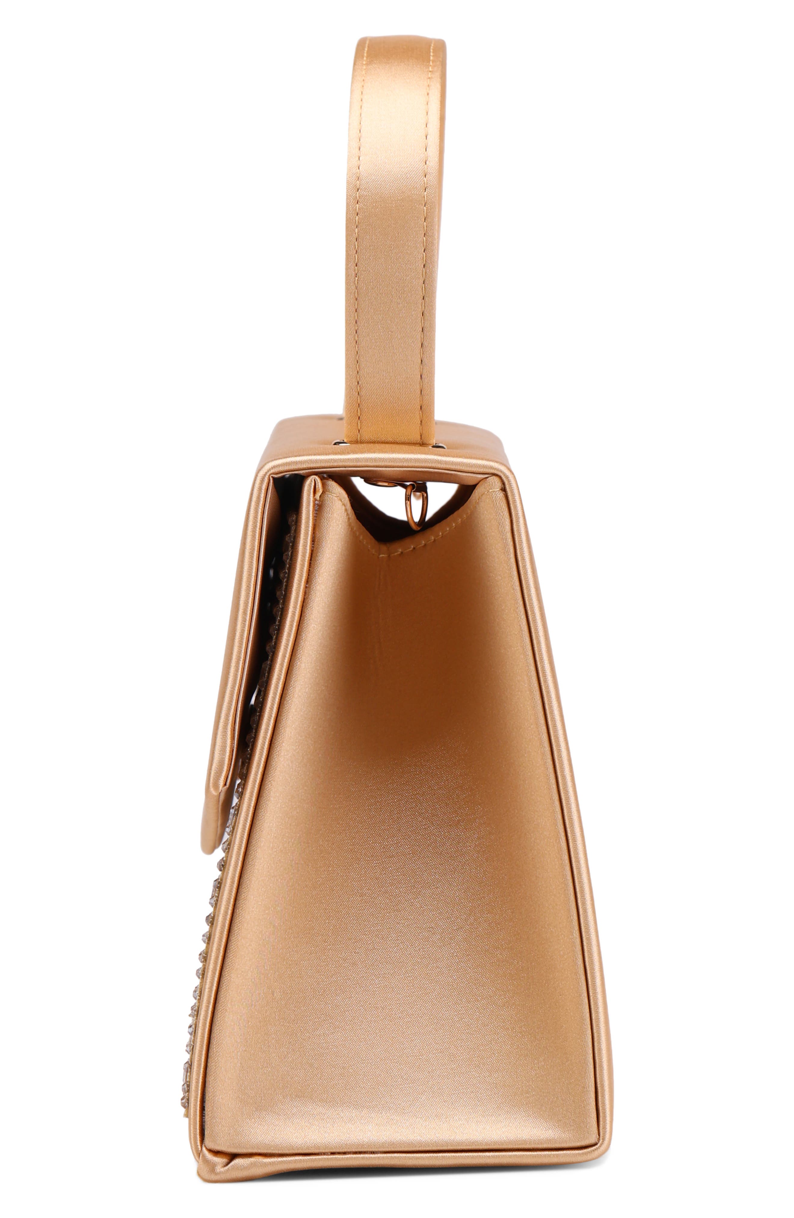 Linda Crystal Satin Clutch, Alternate, color, CHAMPAGNE