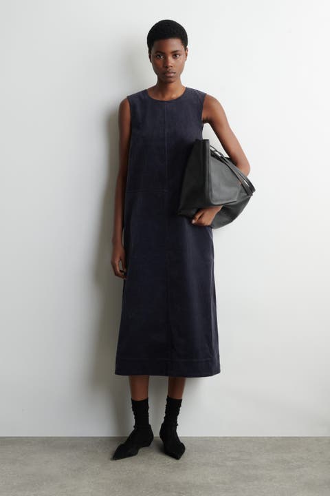 A-Line Corduroy Midi Dress