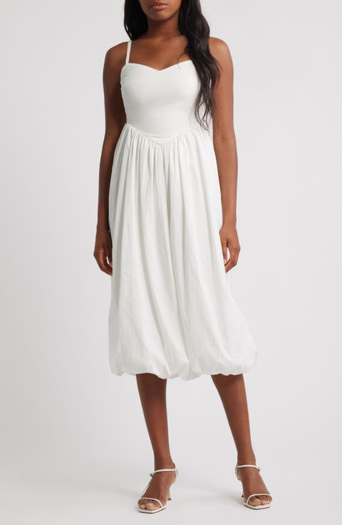 Cami Puffball Drop Waist Midi Dress