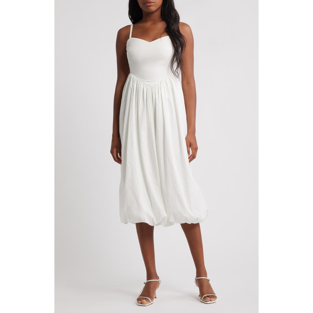 Lipsy Cami Puffball Drop Waist Midi Dress In White