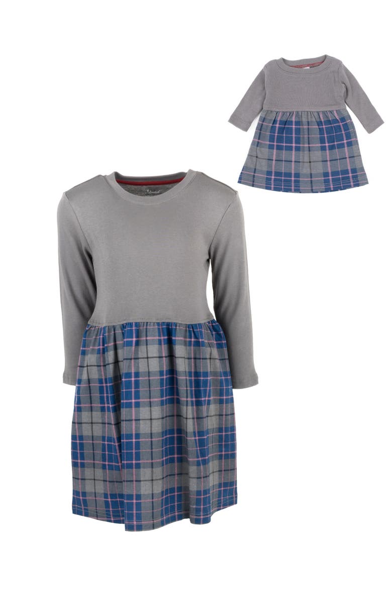 Leveret Girls Skirt Dress with Matching Doll Dress, 100% Cotton, Alternate, color, Dark Gray