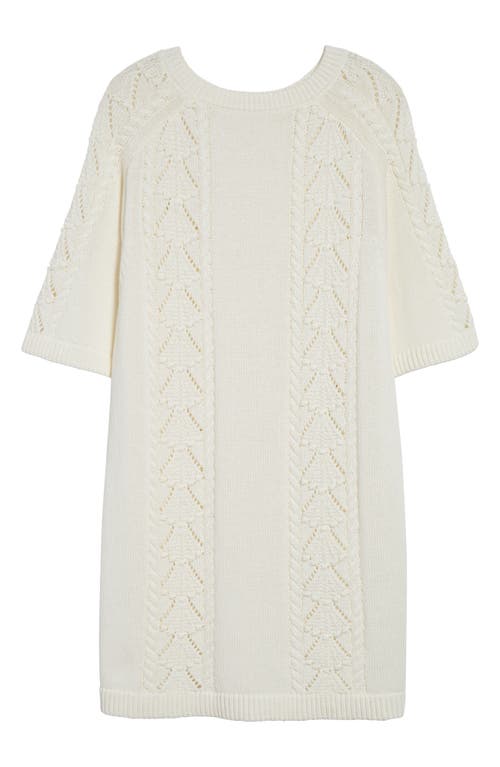 Loulou De Saison Oversized Short Dress With Knit Patterns In White