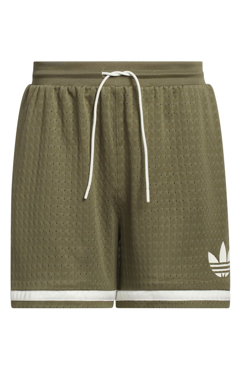 adidas Originals Mesh Basketball Shorts, Alternate, color, Olive Strata/ Ivory/
