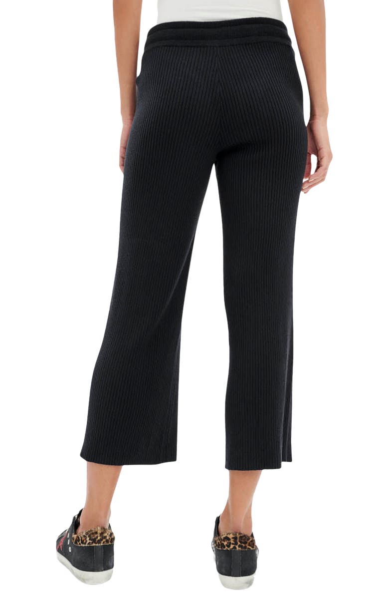 Splendid Georgie Rib Wide Leg Crop Pants, Alternate, color, Black