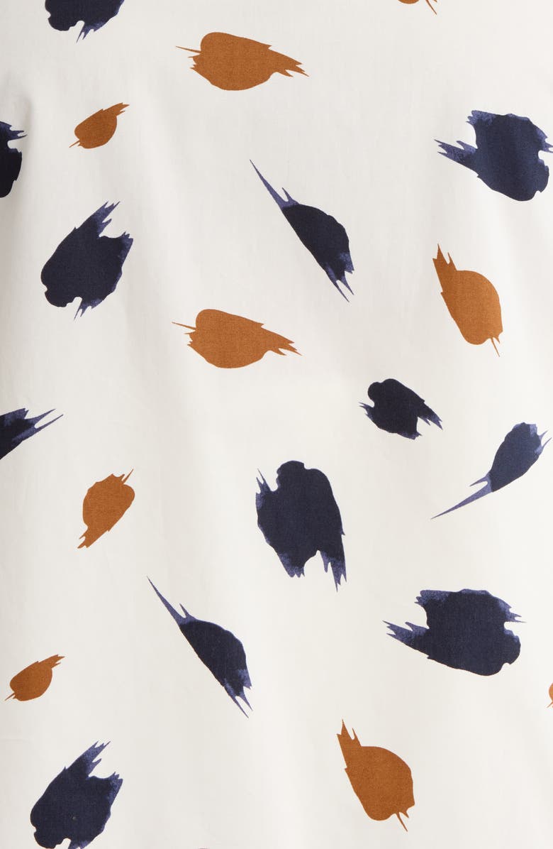 SUGARLIPS Devania Brush Irina Tie Split Neck Top, Alternate, color, Ivory/ Navy-Multi