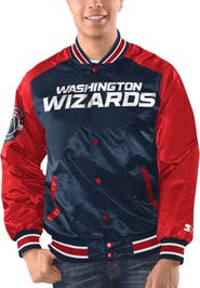 STARTER Men's Starter Navy/Red Washington Wizards Renegade Satin Full-Snap Varsity Jacket