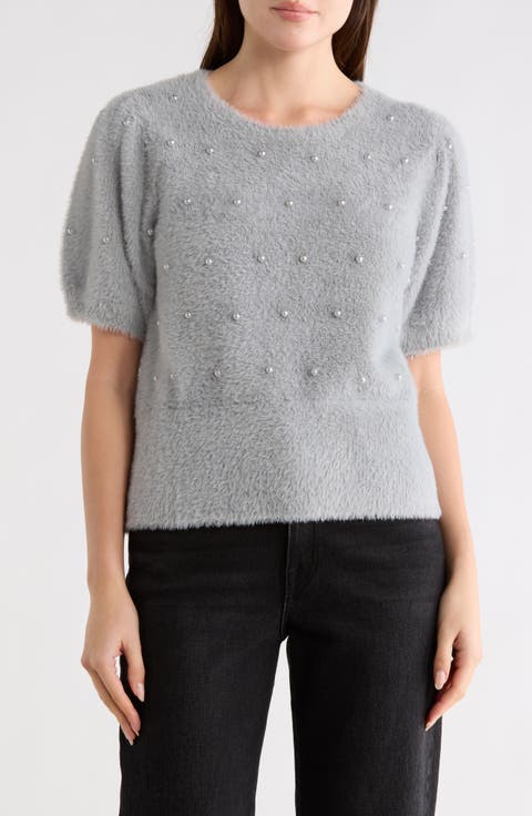 Faux Pearl Embellished Sweater