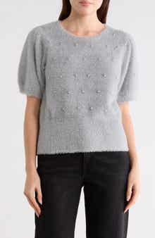 Adrianna Papell Faux Pearl Embellished Sweater
