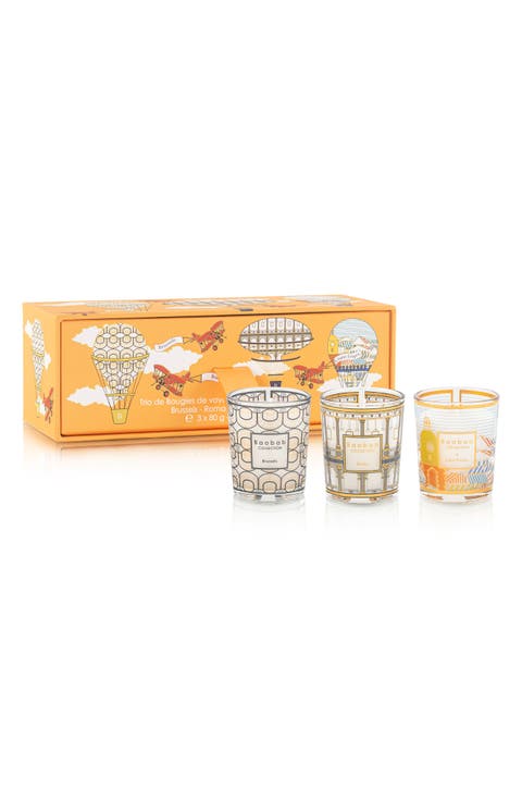 Brussels-Roma-Saint-Tropez Travel Candle Trio