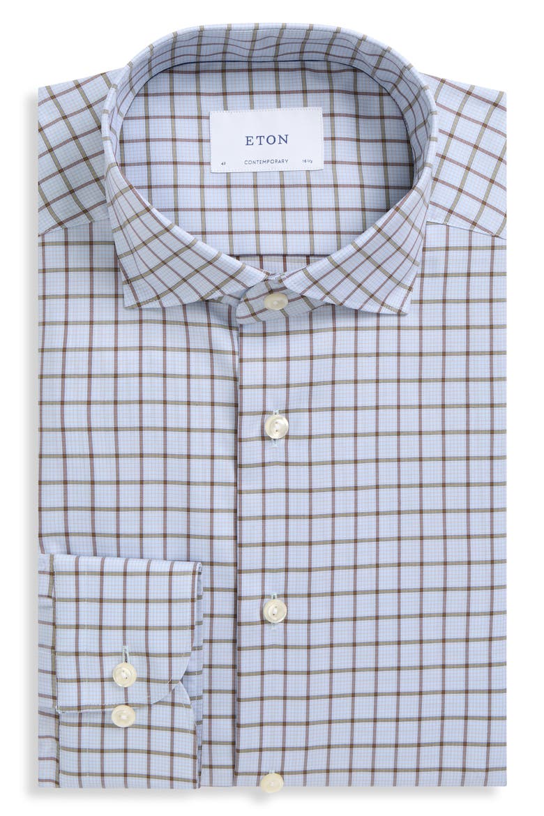 Contemporary Fit Checked Dress Shirt, Alternate, color, LIGHT BLUE