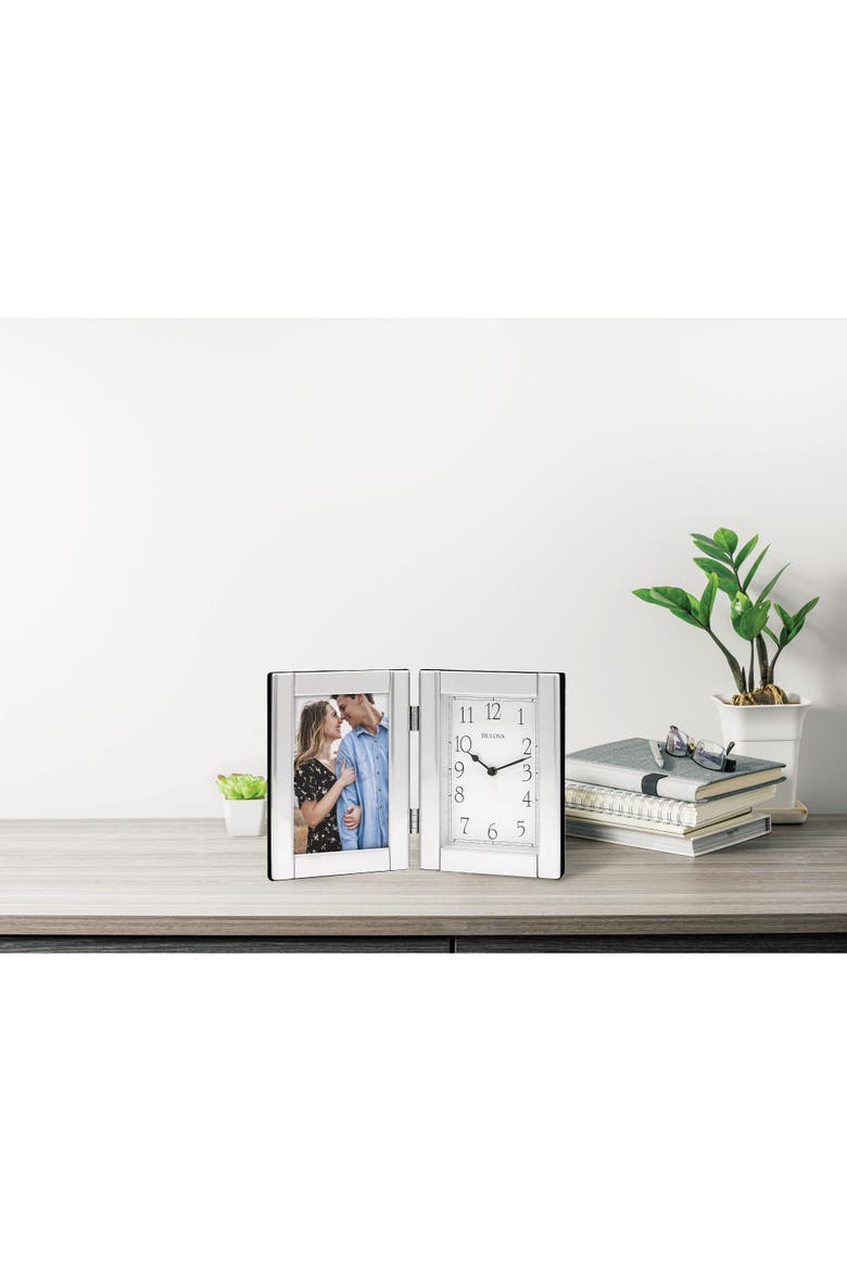 Forte II Brushed Aluminum Picture Frame Clock, Alternate, color, Silver