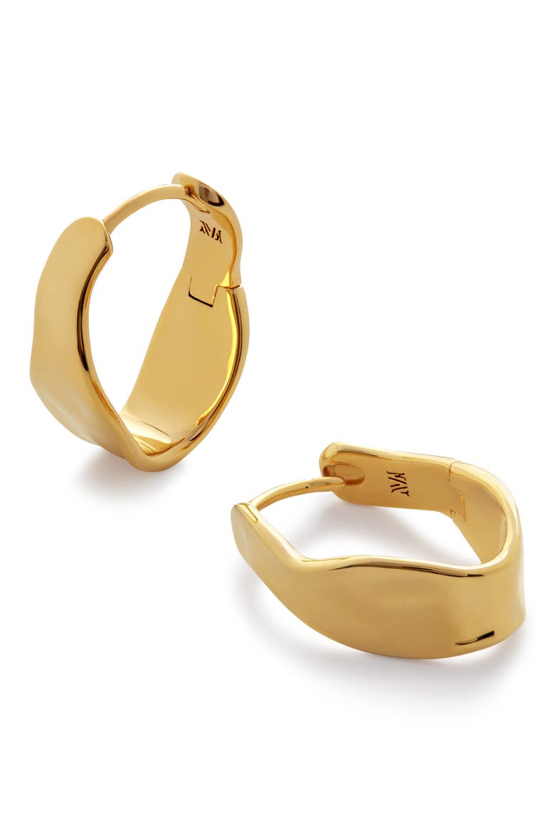 The Wave Medium Hoop Earrings, Main, color, YELLOW GOLD