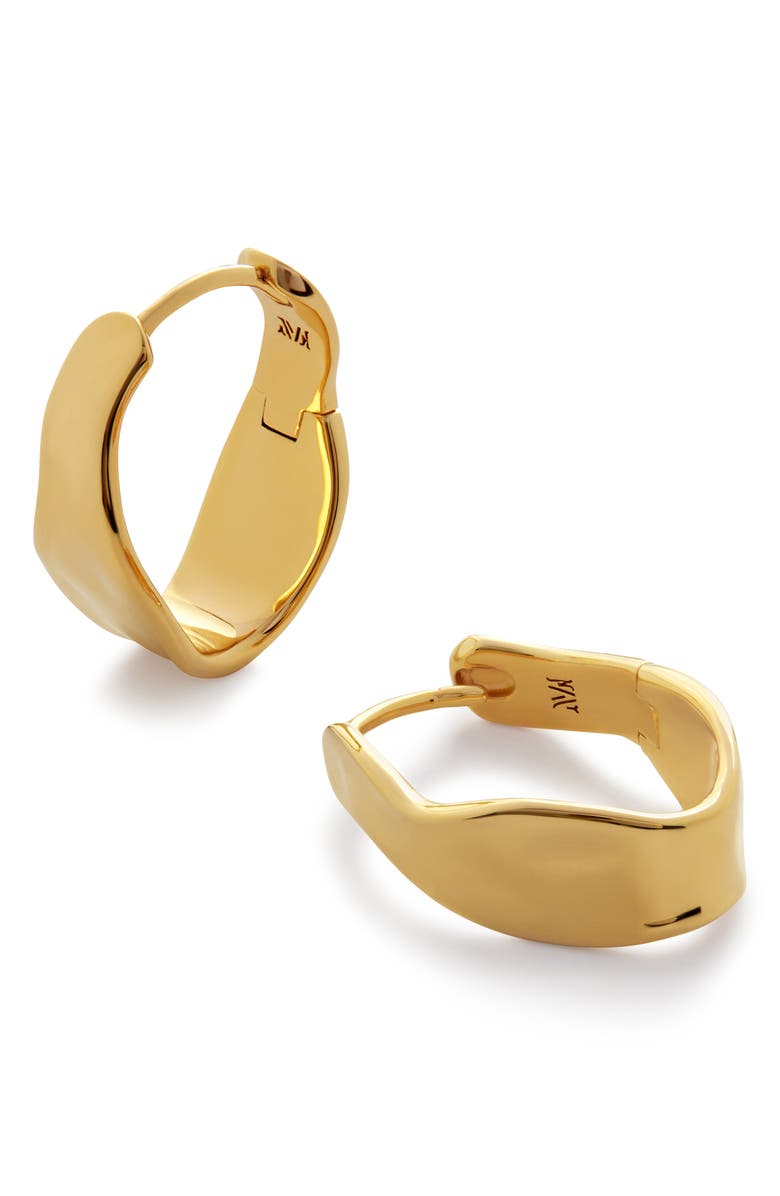 Monica Vinader The Wave Medium Hoop Earrings, Main, color, Yellow Gold