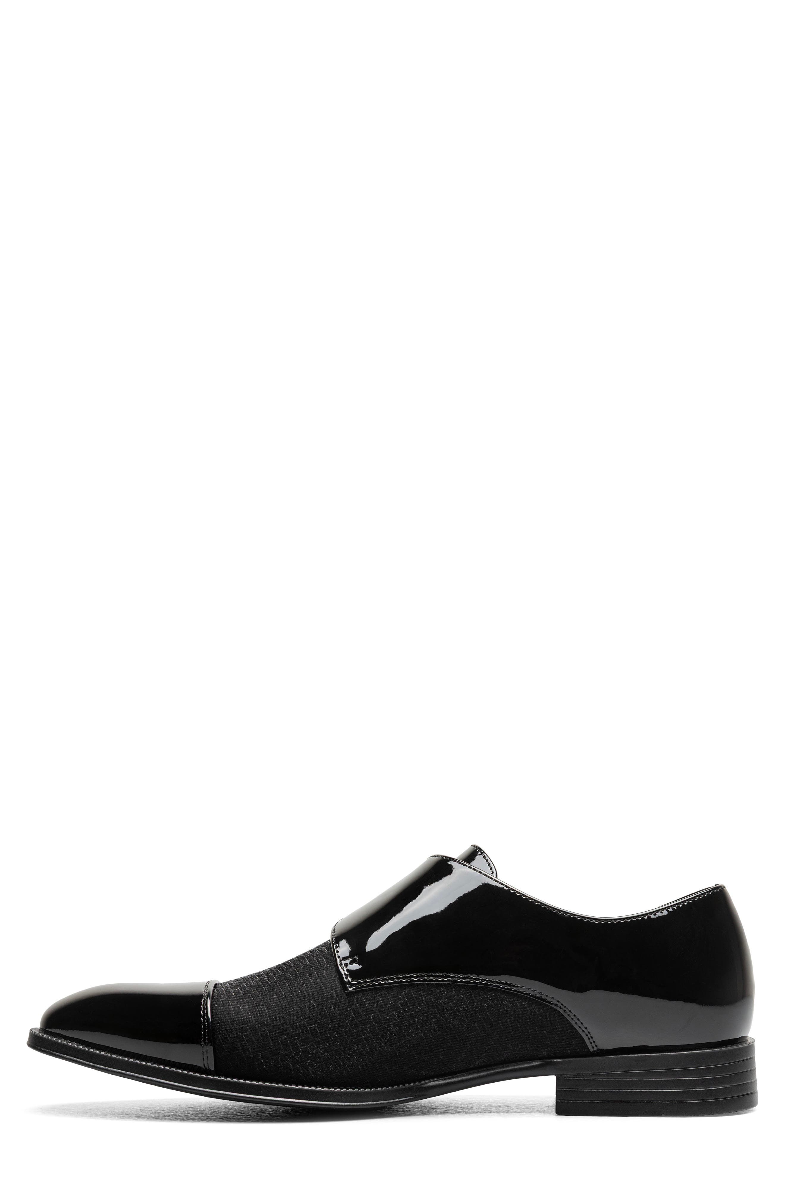 Sutherland Cap Toe Monk Strap Shoe, Alternate, color, BLACK