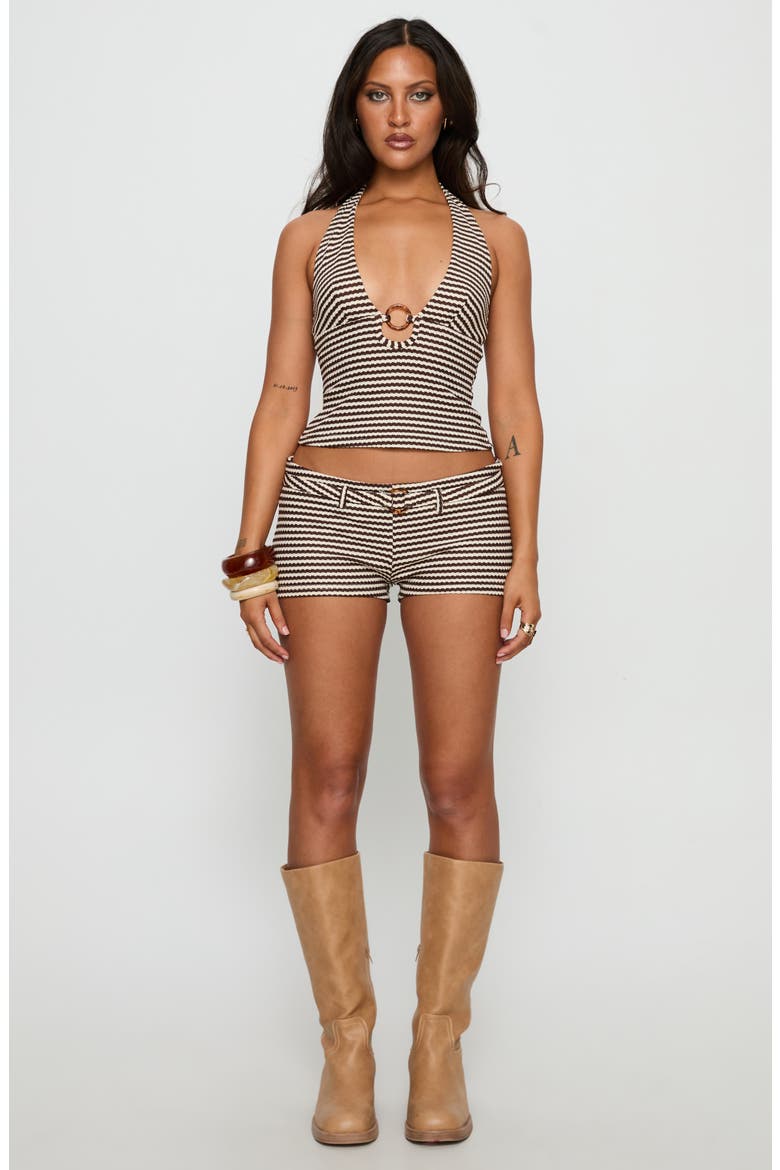 Olimpia Belted Micro Shorts, Alternate, color, BROWN STRIPE